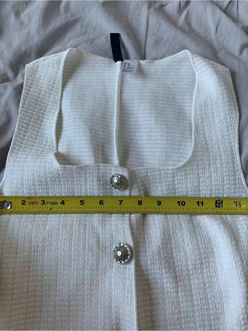 H&M White Textured Button-Front Tank - Picture 6 of 8
